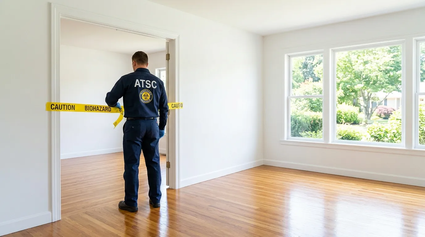 Certified biohazard cleanup crew performing Decomposition Cleanup in Baltimore Highlands